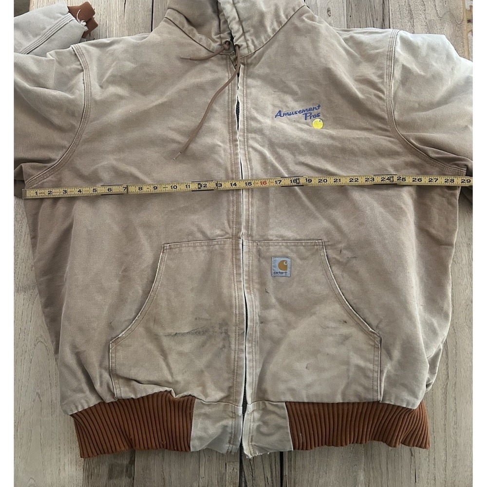Vtg Y2K Men's Carhartt J140 BRN Brown Hooded Canvas Jacket‎ 2XL Distressed